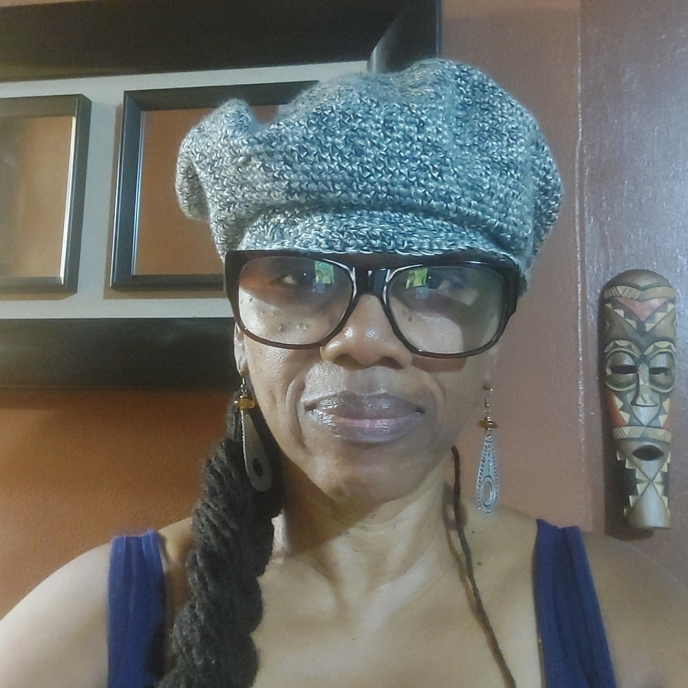 Applejack Unisex, Crocheted Hat, Gray Heather Marl (Variegated yarn)